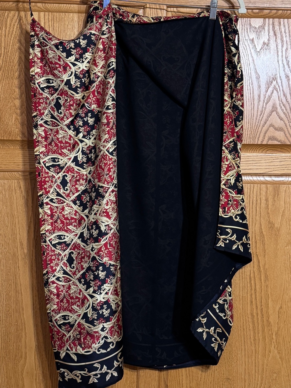 Liz Claiborne Collection 100% Silk Maxi Wrap Skirt Sz 12 Baroque Ribbon Print - Picture 7 of 7